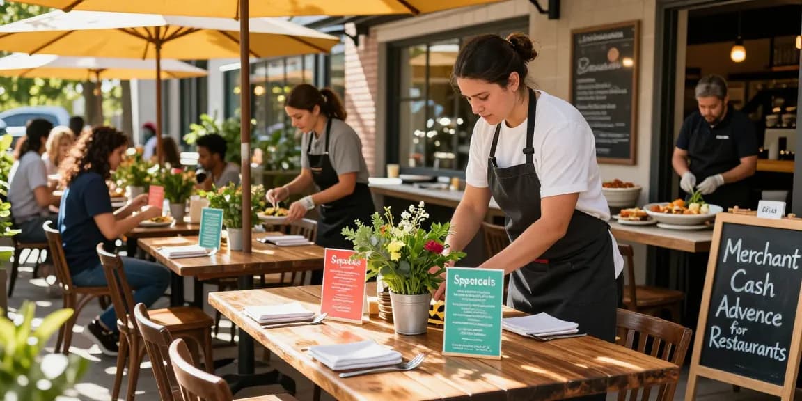 Merchant cash advance for restaurants enhancing dining experience with vibrant outdoor setup.