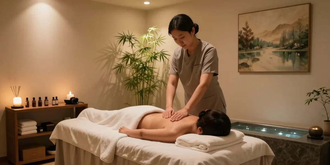 Relaxation during 강남출장안마 in a luxurious massage studio with serene atmosphere and skilled therapist.