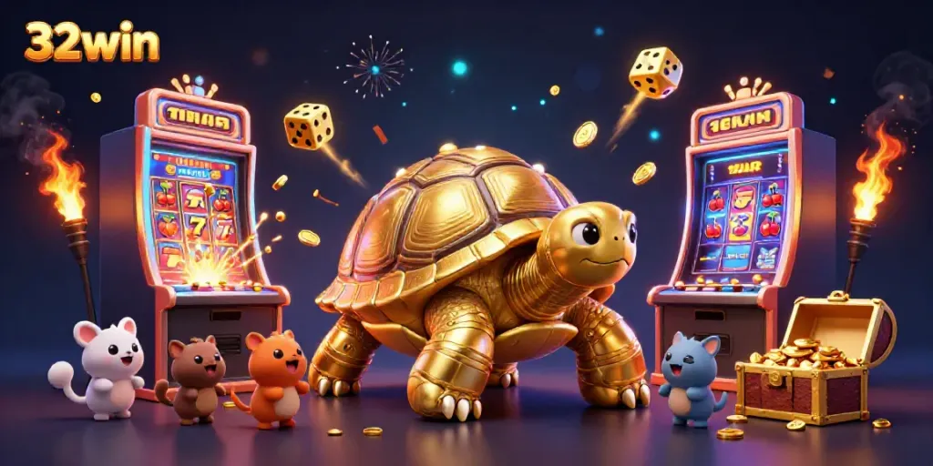 Experience thrilling gameplay at 32win with captivating animated characters and vibrant casino elements.