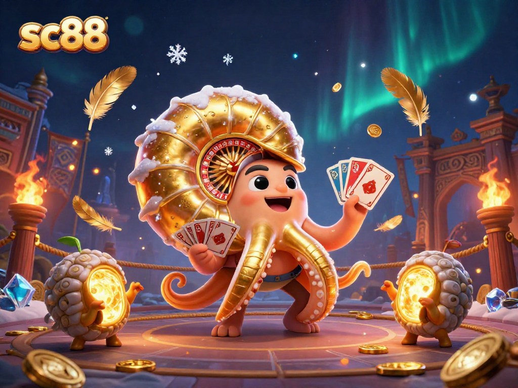 Engage in vibrant casino action with sc88, featuring an ancient nautilus roulette wheel and glowing ammonites.