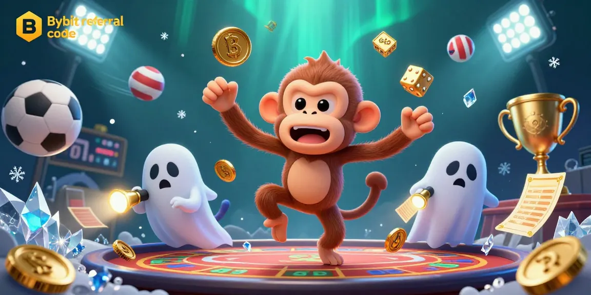 Engage with Bybit referral code benefits by tracking a mischievous monkey juggling gold in a haunted casino.