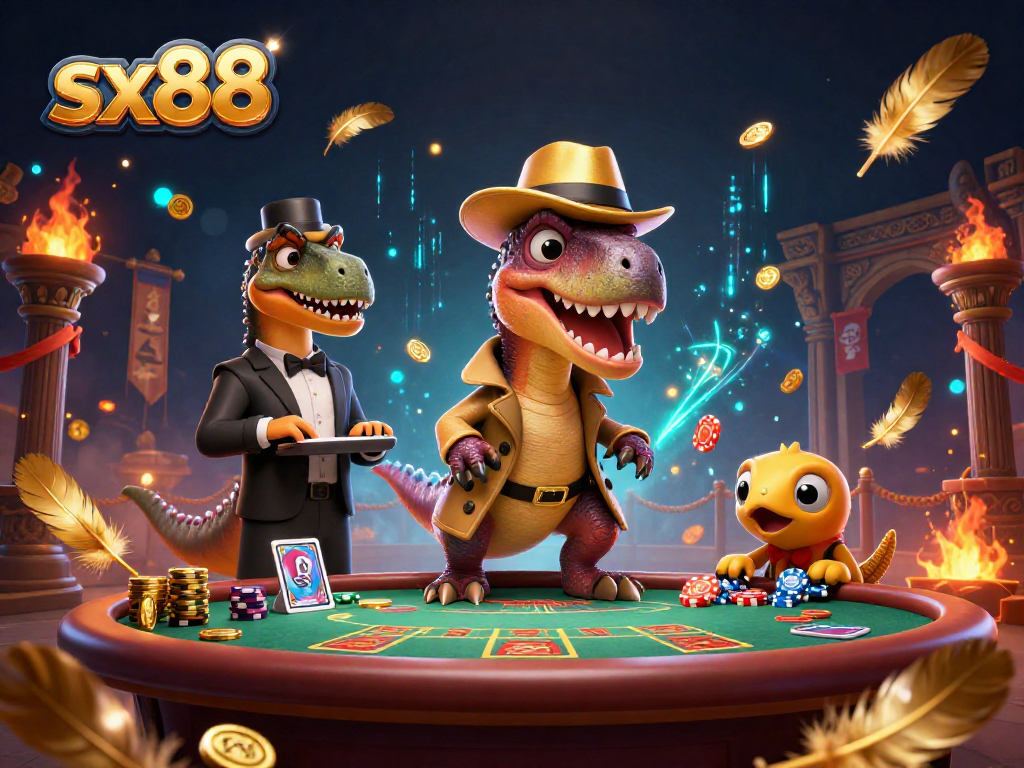 SX88 provides an exciting blackjack scene with a velociraptor card counter and stegosaurus pit boss