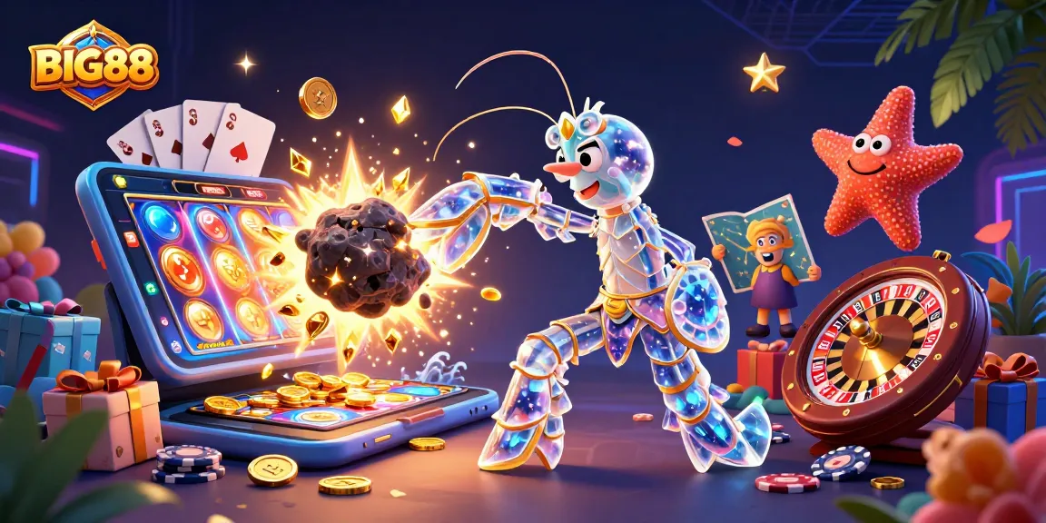 Experience the excitement of BIG88 with vibrant games and immense wins encapsulated in this dynamic scene.