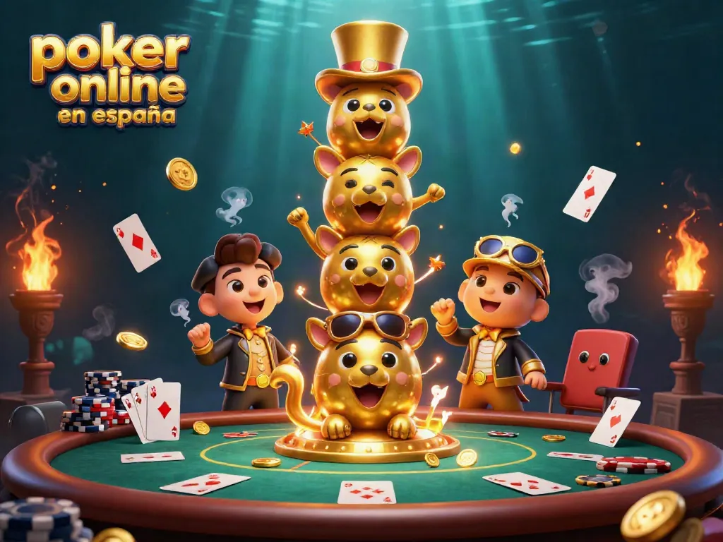 Juega poker online en España con emocionantes escenas de mesas y premios brillantes.