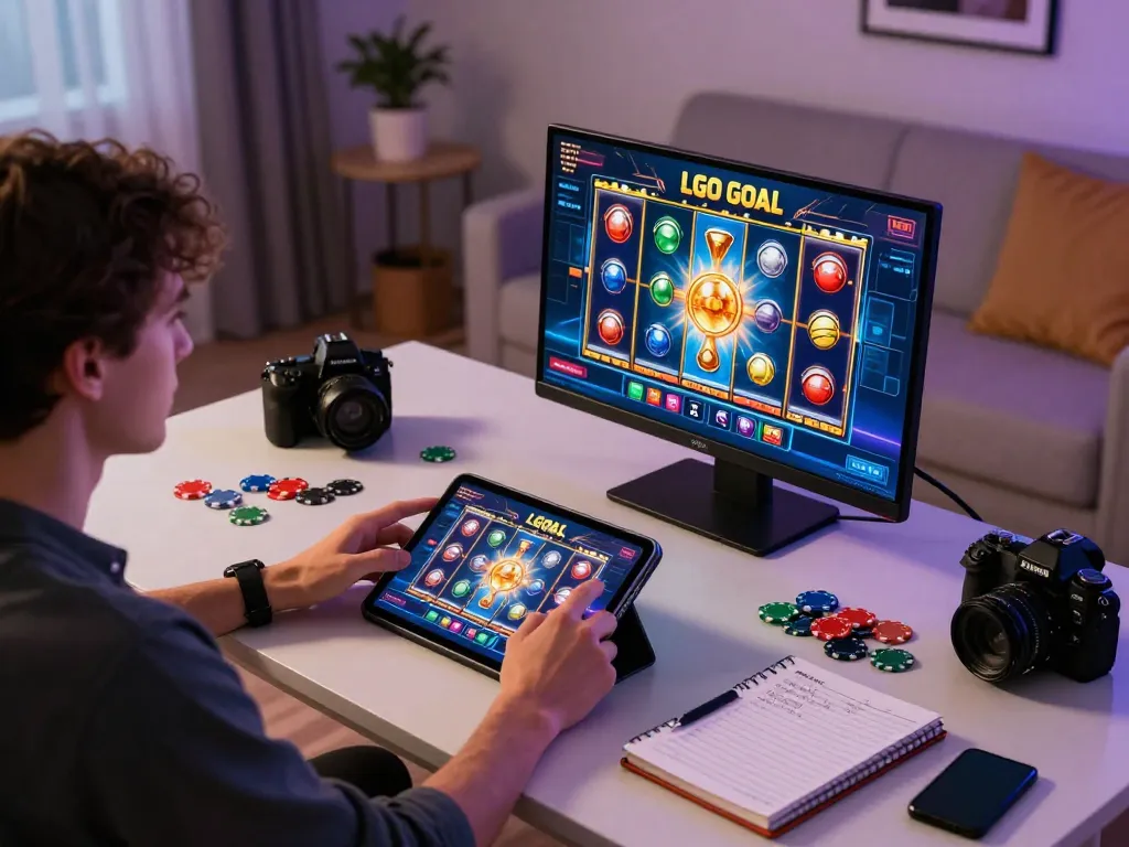 LGO GOAL player engaging in dynamic online gaming experience using tablets and strategy notes