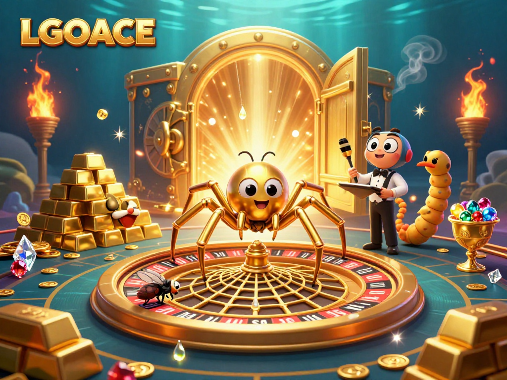 LGOACE spins bets into winnings with a dynamic casino scene featuring a spider and fly.