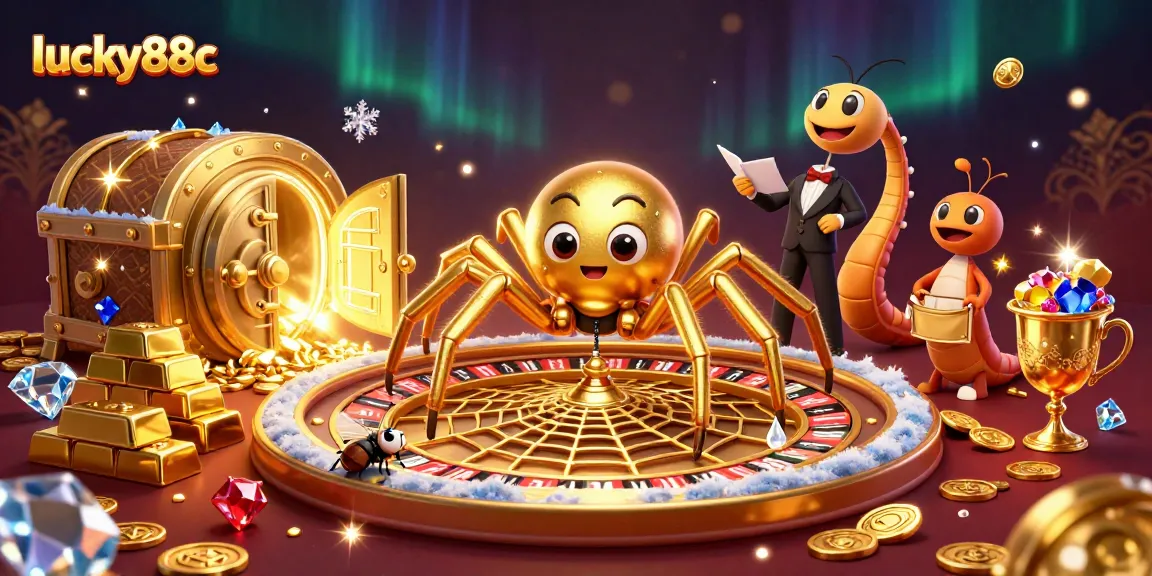 Engage with lucky88c while betting at a roulette wheel surrounded by treasures and animated characters