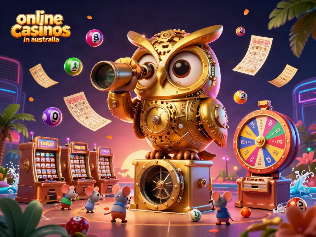Experience immersive online casinos in Australia with vibrant graphics and casino elements.