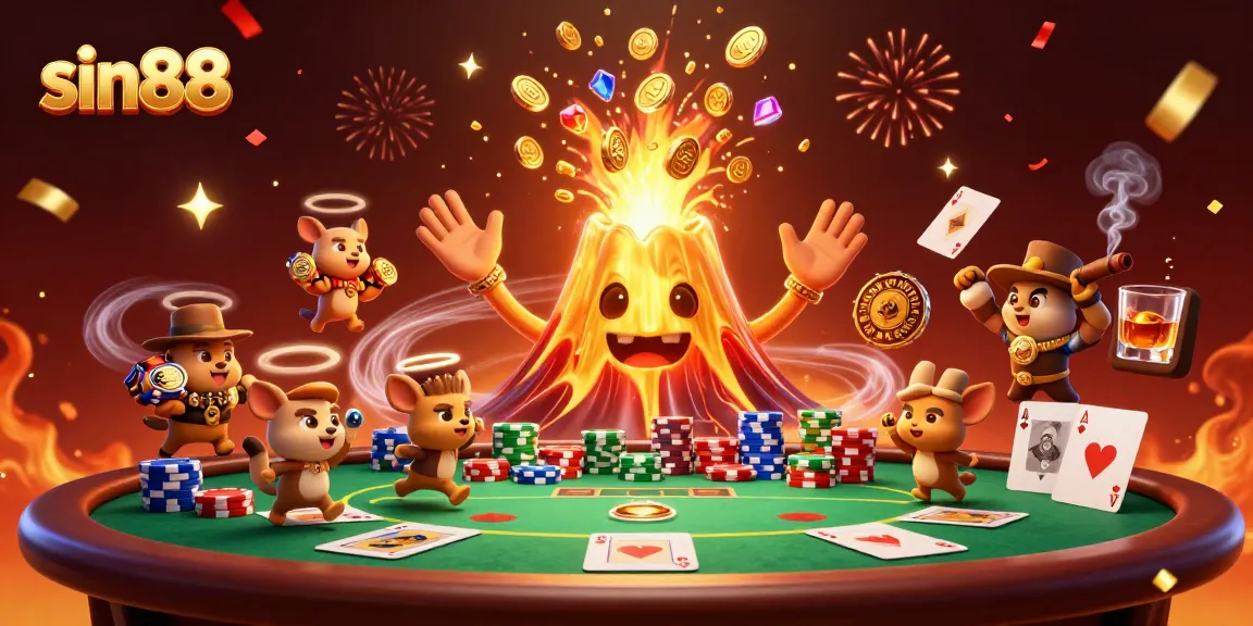 Experience thrilling moments at sin88 with a lively poker scene featuring tokens and treasures.