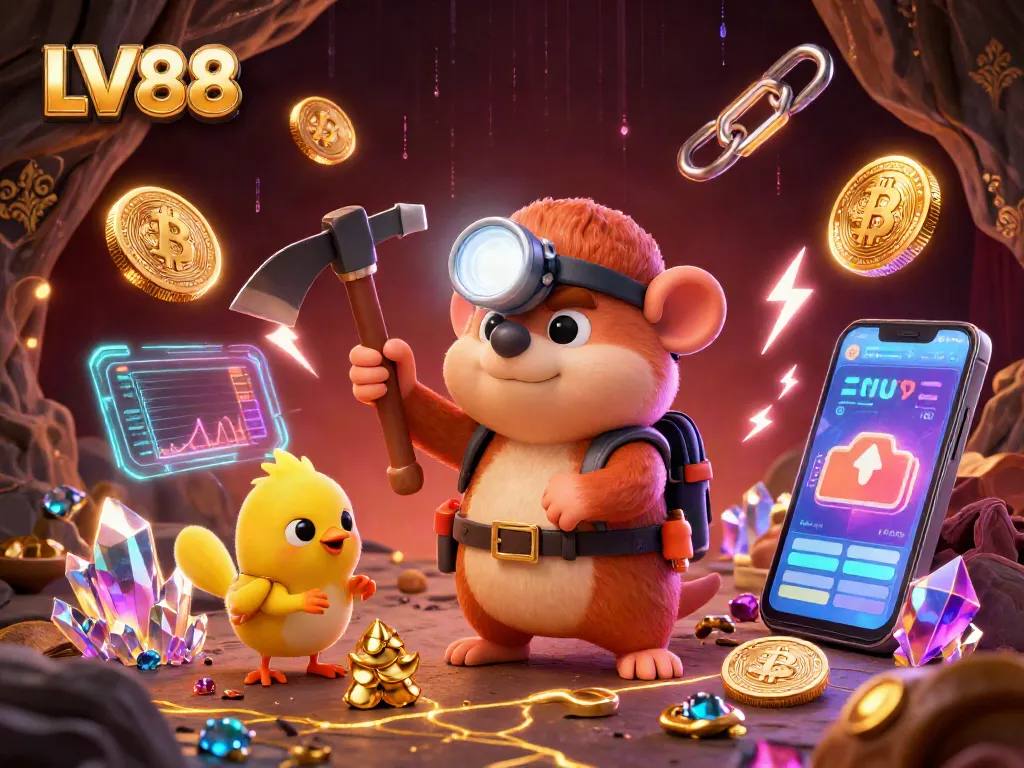 LV88 offers captivating treasures in a vibrant casino mining adventure with gold and crypto elements.