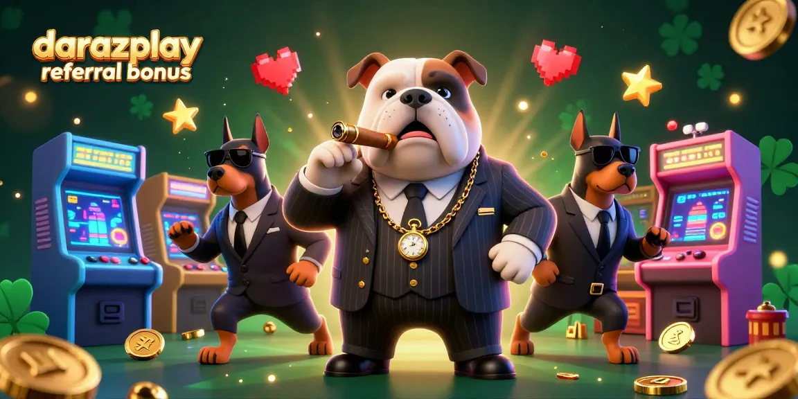 Win with the darazplay referral bonus in an engaging casino scene featuring a bulldog mob boss.
