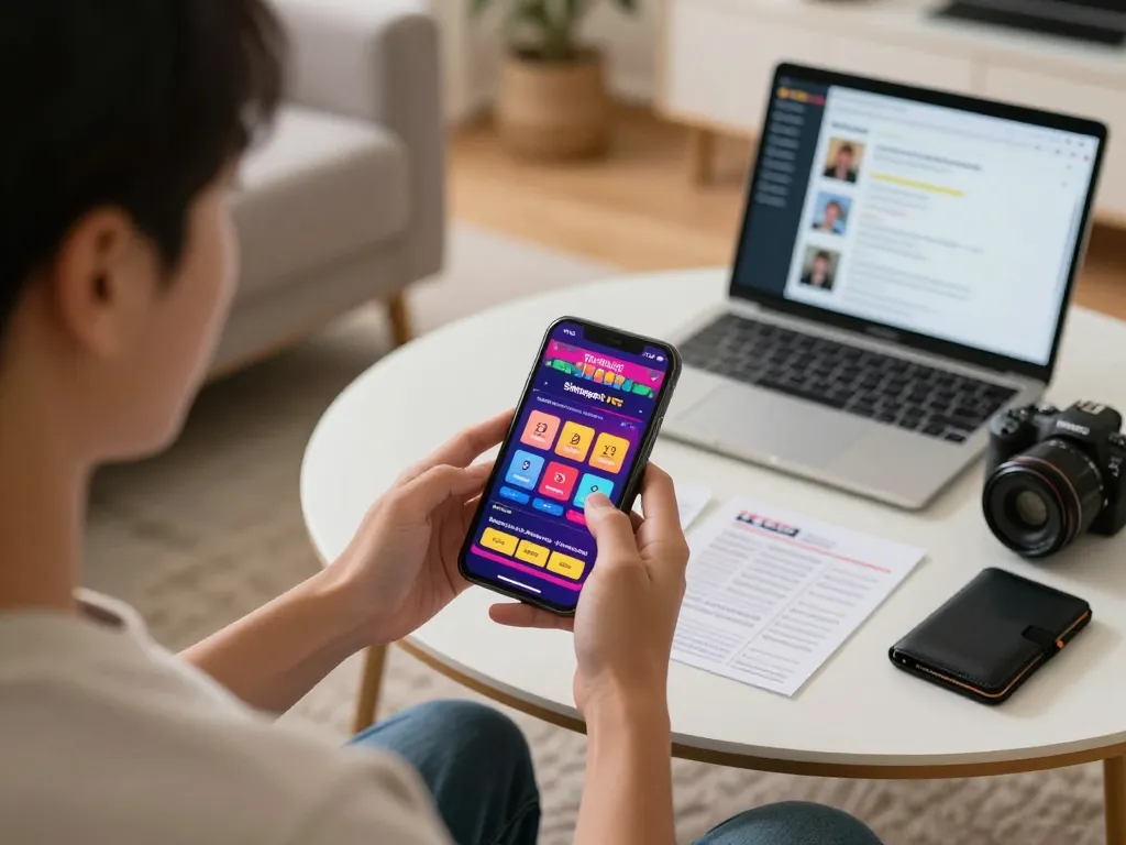 Engaging user strategizing on Togel Singapore online betting with data hk displayed on smartphone.