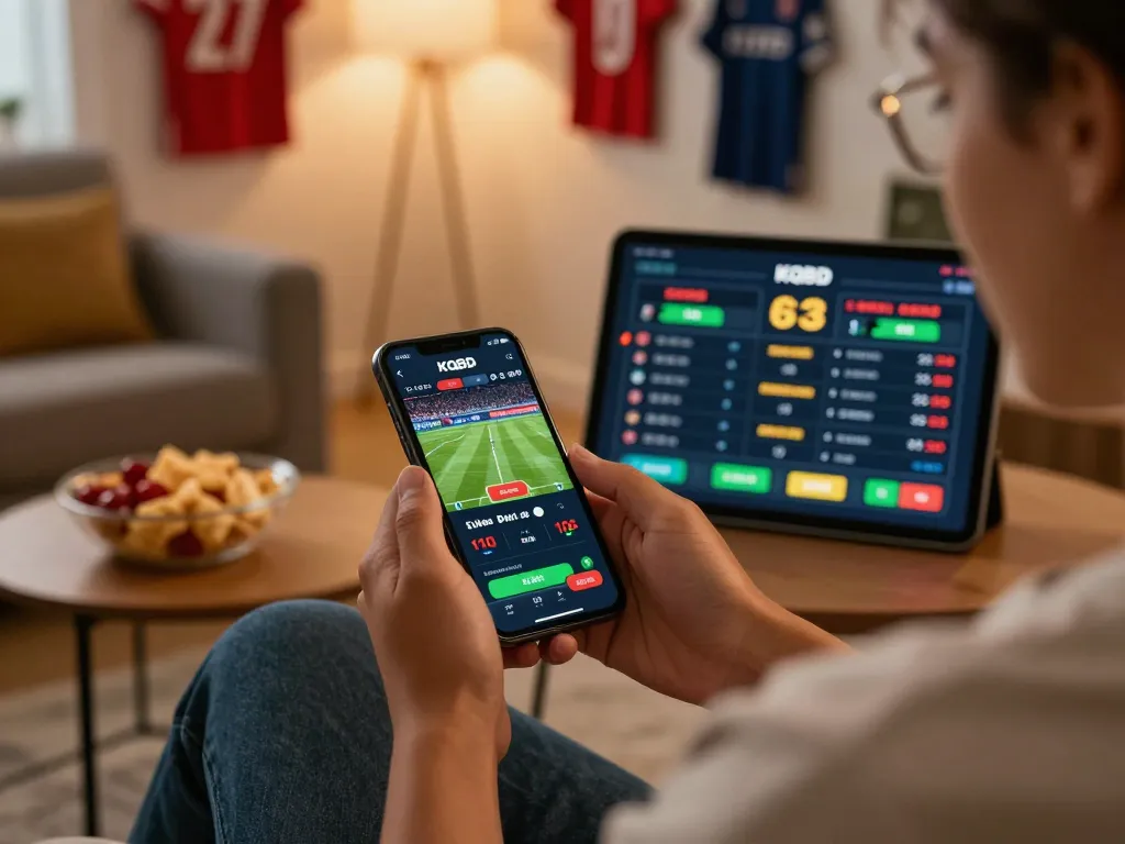 KQBD scores updated as a player engages in live sports betting from home.