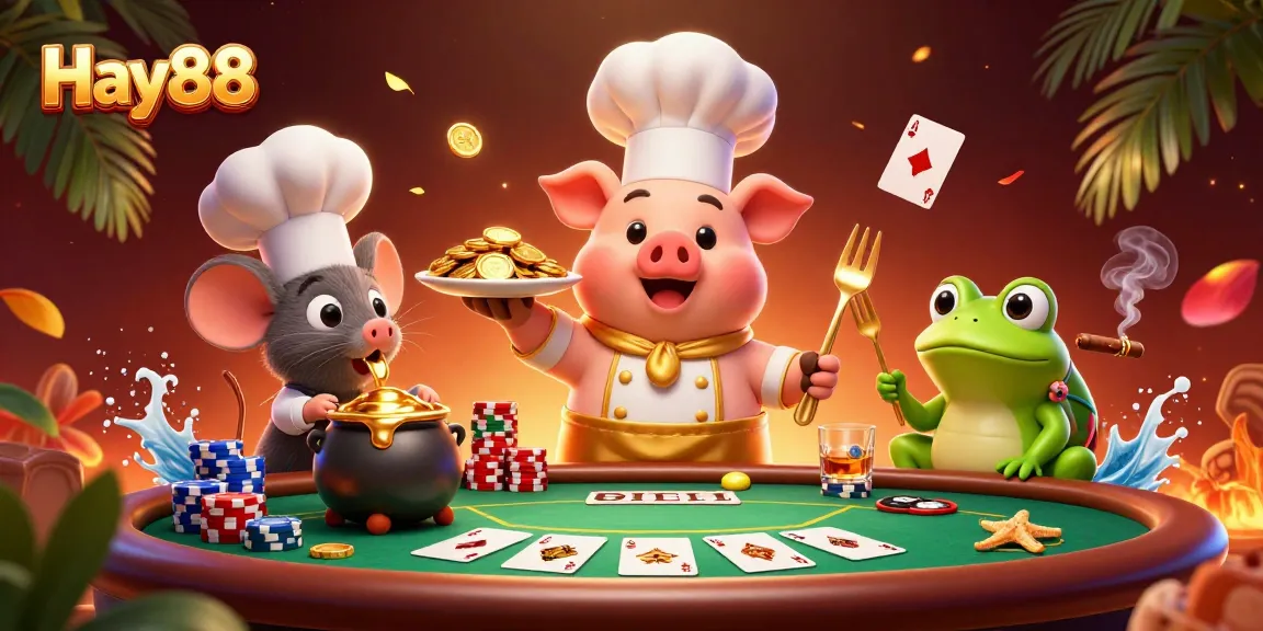 Experience golden opportunities at Hay88 with vibrant characters and dynamic gambling action.