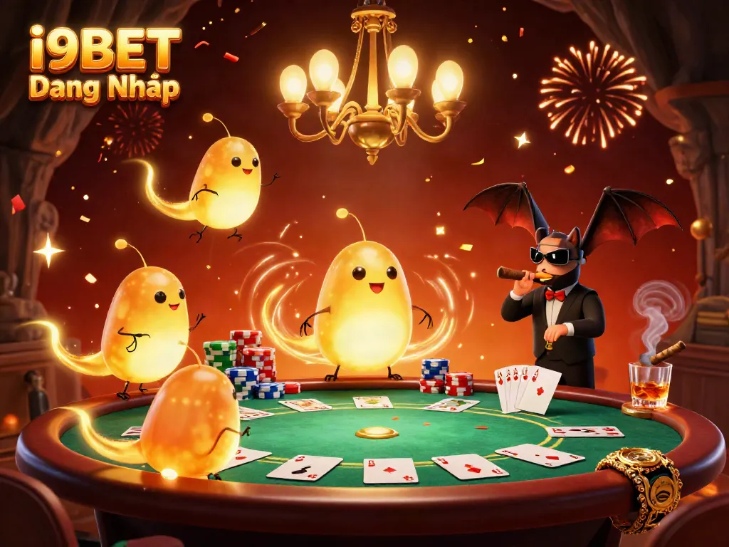 Experience i9BET Đăng Nhập with glowing glowworms lighting up a vibrant cave casino scene.