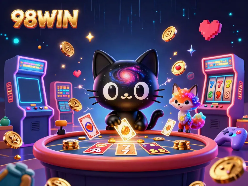 Experience thrilling gameplay at 98WIN with captivating cosmic casino elements and vibrant characters.