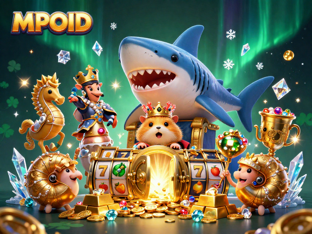 MPOID pulses with excitement as the golden hamster king presides over a casino treasure trove of slot glory.