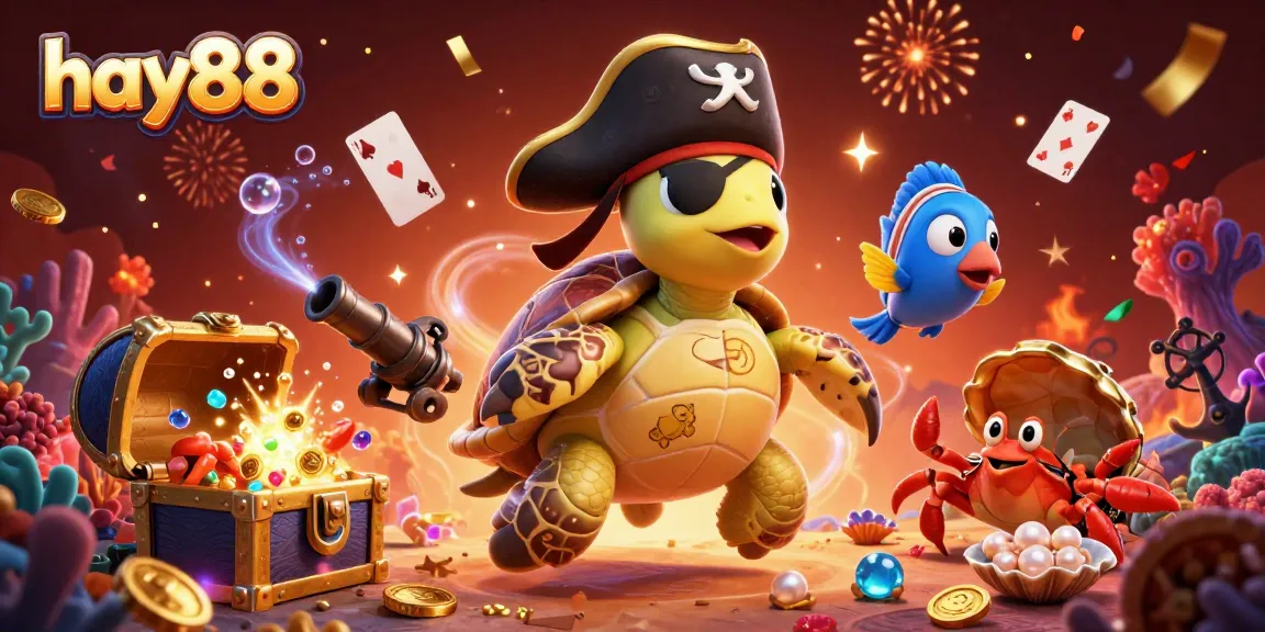 Experience thrilling wins at hay88 with a vibrant underwater scene featuring winning treasures and lively sea creatures.