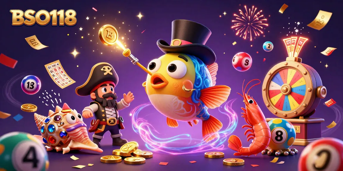 BSO118 entices players with vibrant characters amidst a whirlwind of lottery excitement and celebration.