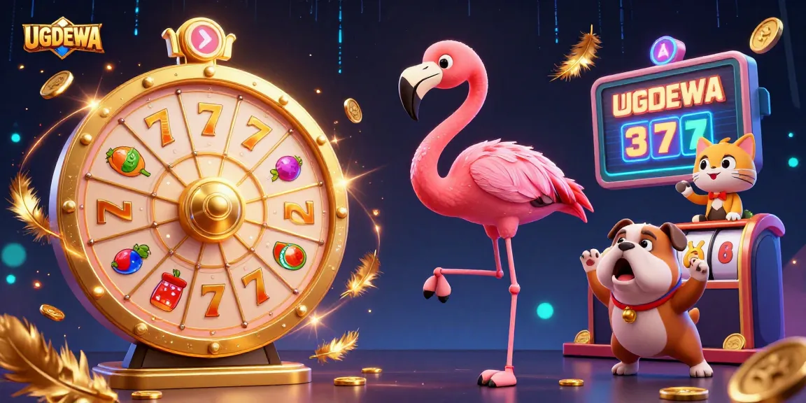 Spin the jackpot wheels at UGDEWA for thrilling prizes in this vibrant 3D illustration
