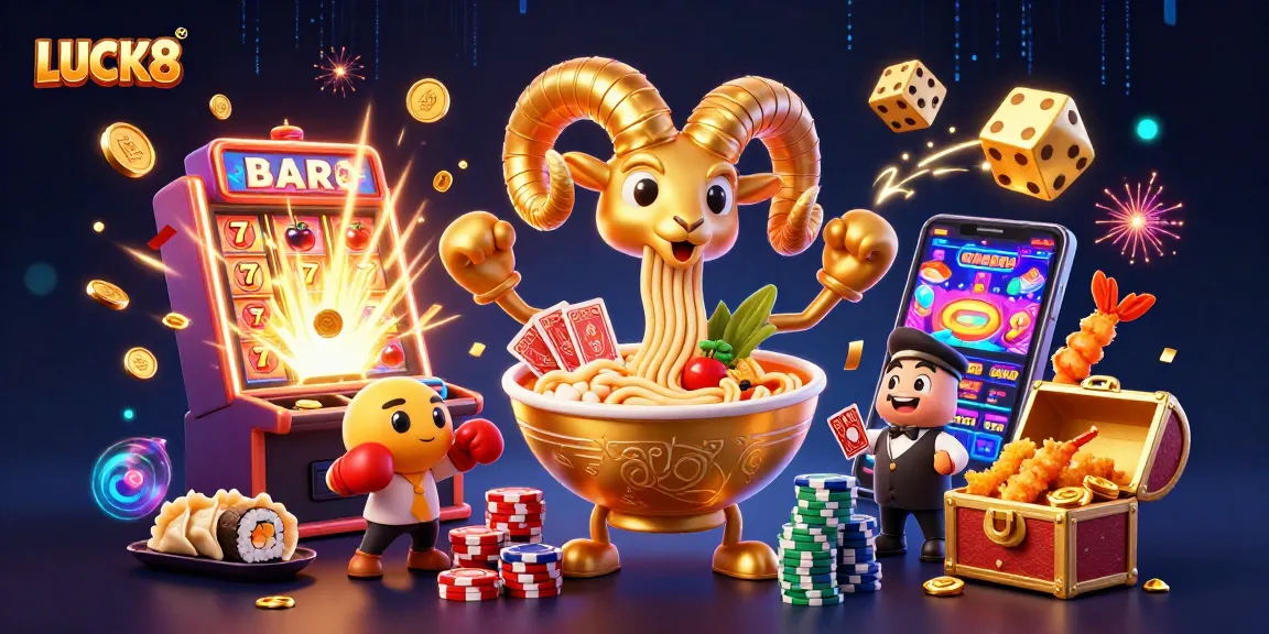 Experience LUCK8's vibrant casino atmosphere with animated characters and jackpot excitement.