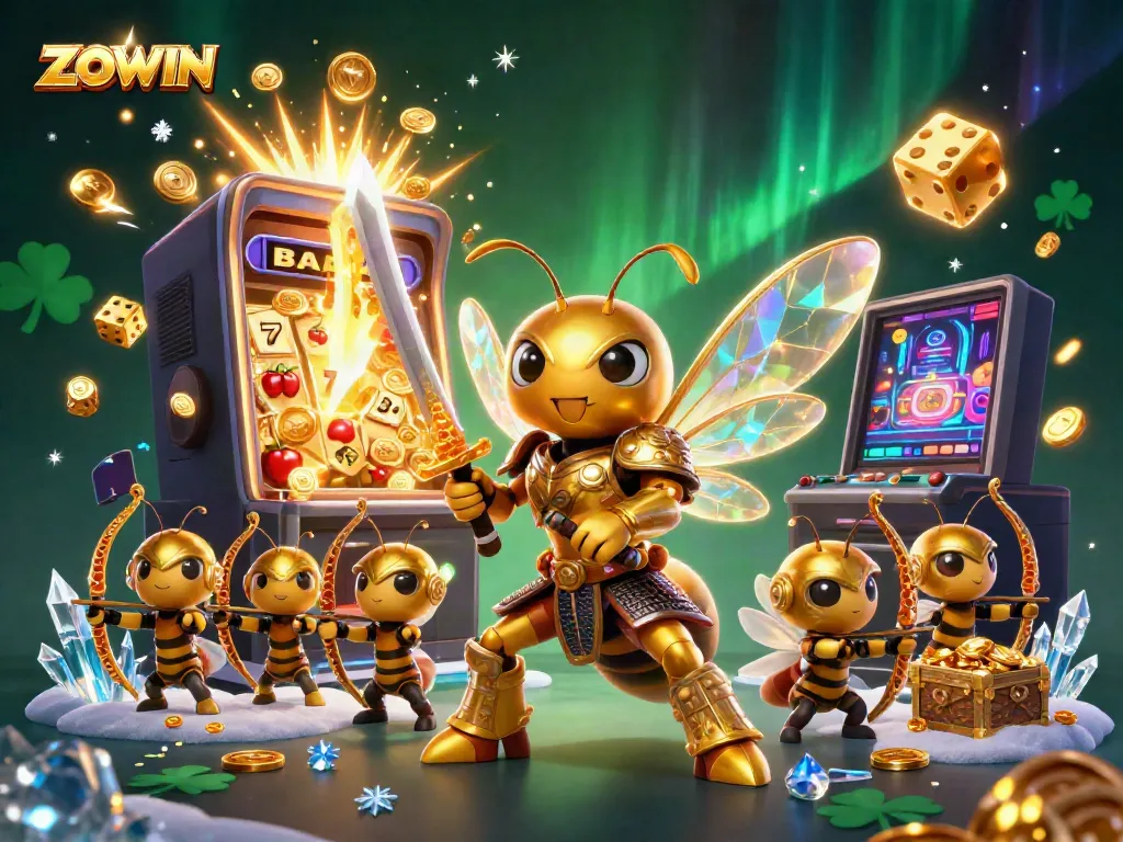 Experience thrilling gameplay with ZOWIN's vibrant casino scene featuring exciting slot machines and dynamic characters.