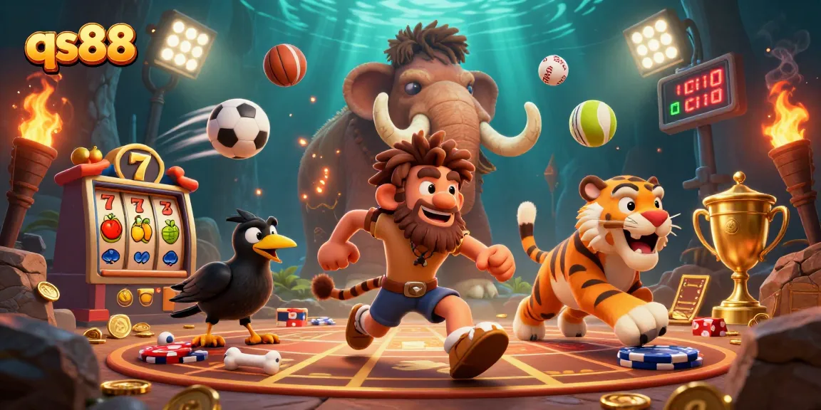 Engage in thrilling gameplay with qs88 at a prehistoric casino featuring rich symbols and vibrant elements.