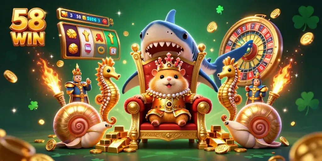 Engage in thrilling games at 58 WIN with vibrant characters and dazzling casino elements.