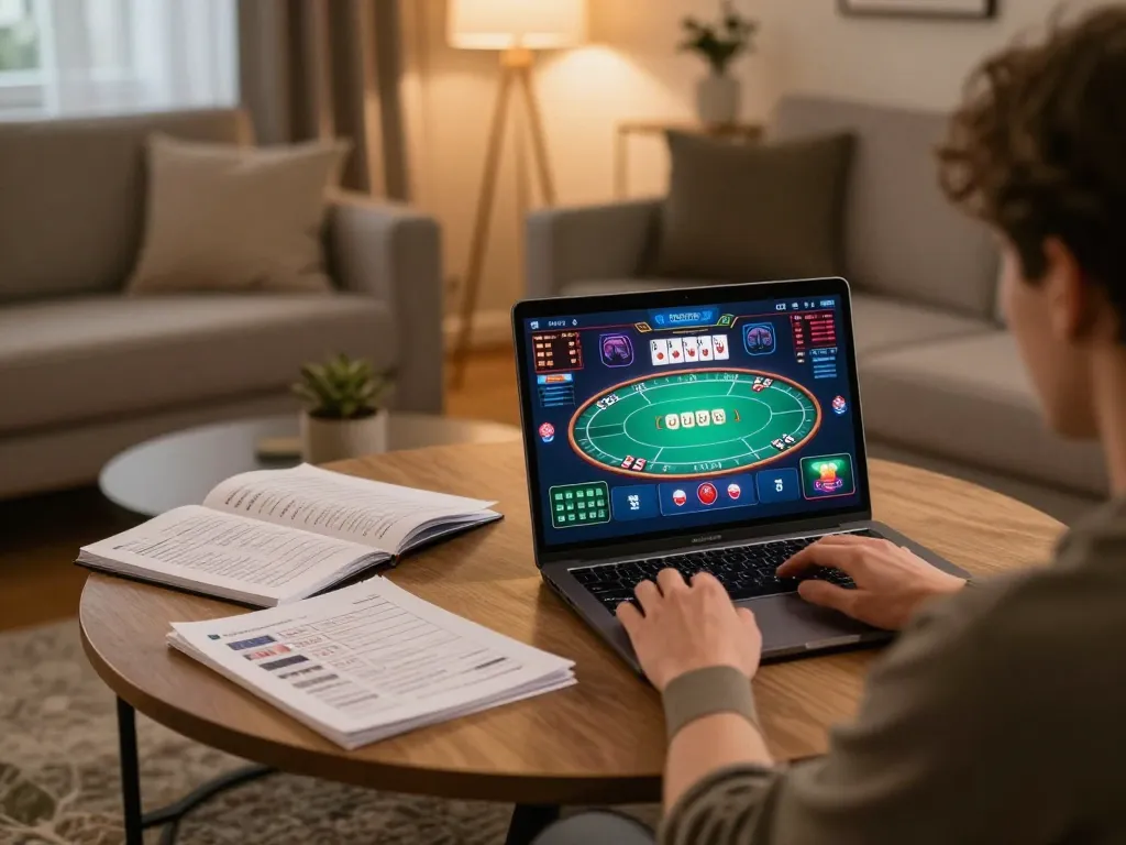 mantra88 online gaming environment with player focused on poker strategy and game interface