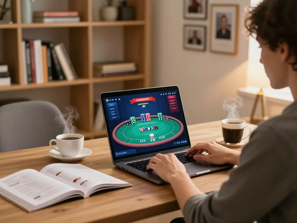 Engaging gameplay at vegasslot77 online poker with vibrant interface and strategic setup.