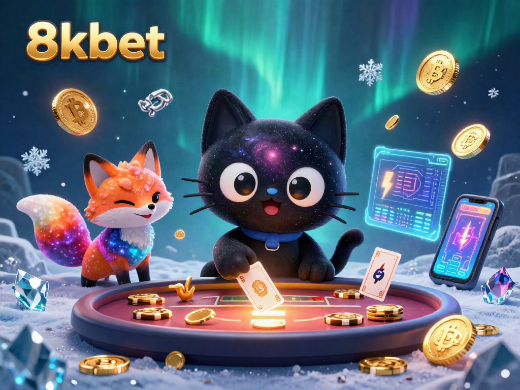 Gamble in style with 8xbet as a cosmic black hole cat attracts chips at a digital casino.