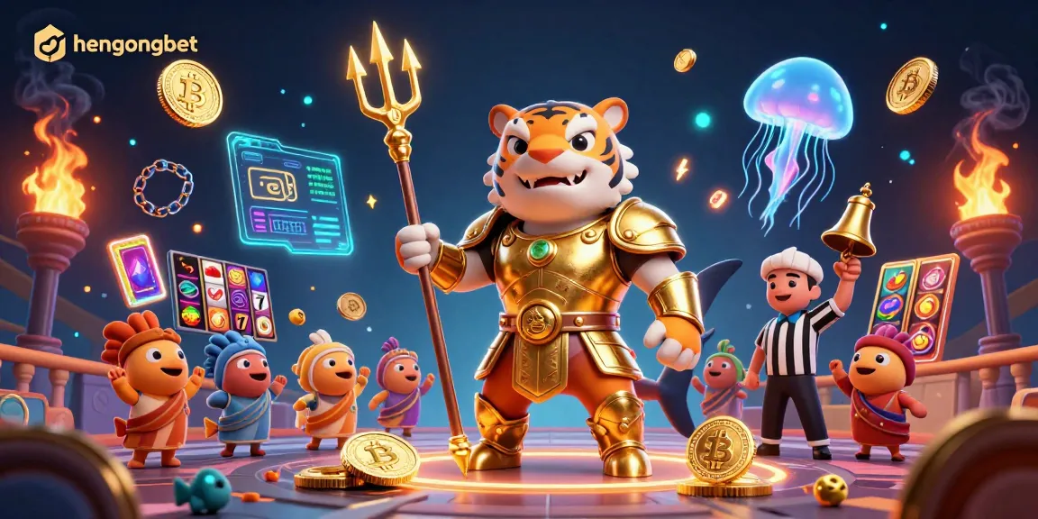 Experience the excitement of hengongbet with a dynamic underwater casino scene featuring a gladiator shark.
