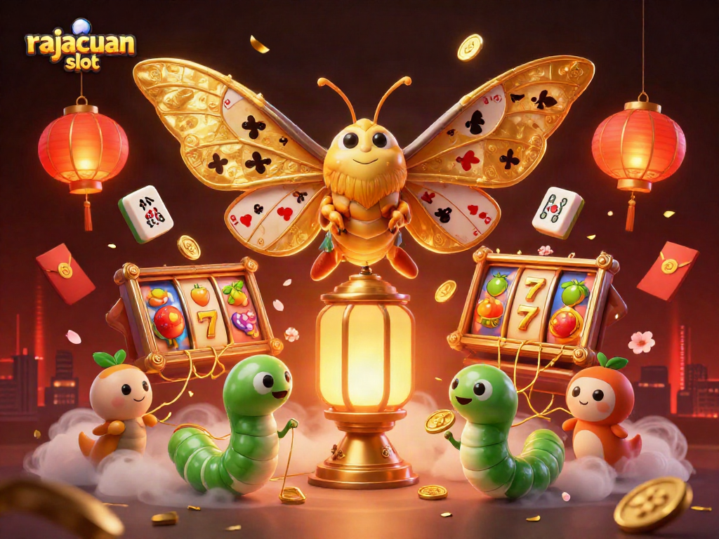 Experience rajacuan slot gameplay in this vibrant 3D casino-themed illustration filled with exciting elements.