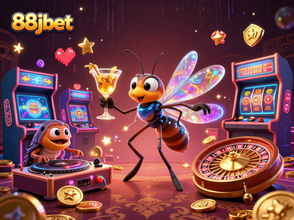Experience the excitement of 88jbet with a vibrant casino scene featuring lively characters and gaming elements.