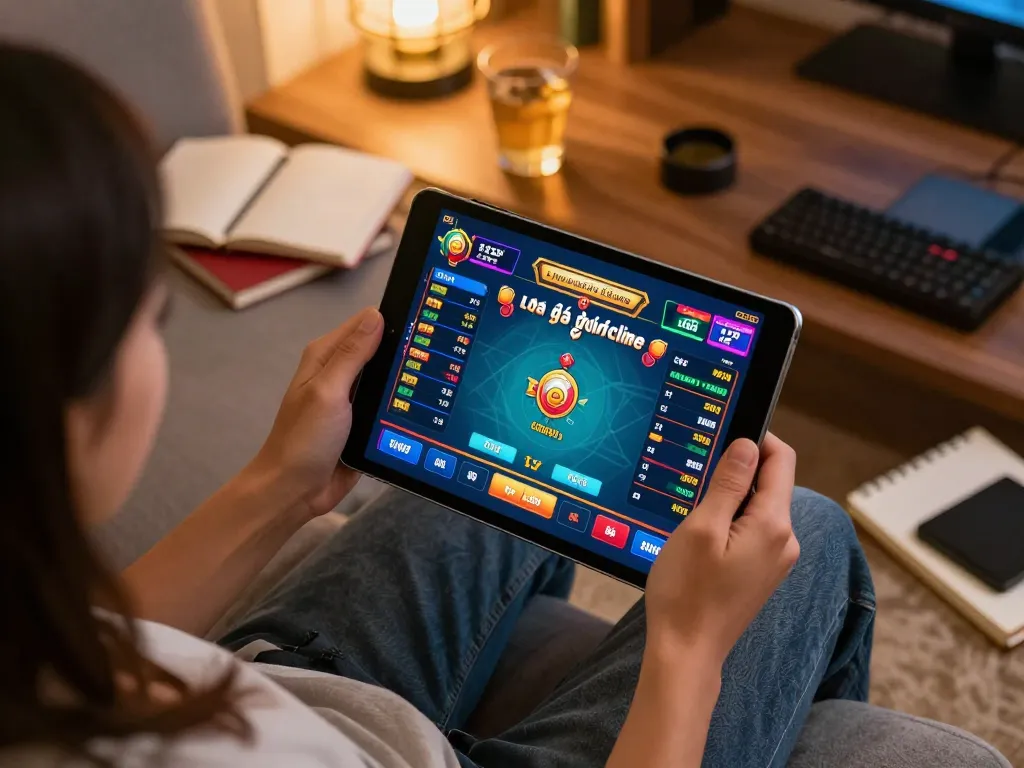 Experience thrilling đá gà trực tuyến while using a tablet in a cozy home gaming setup, showcasing vibrant casino action.