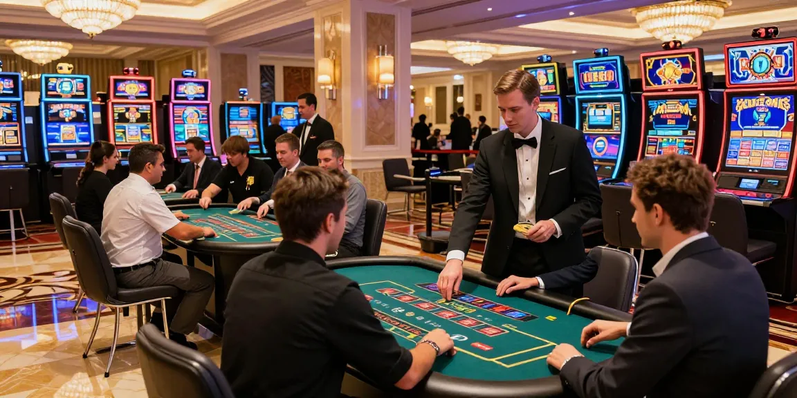 Dynamic casino scene showcasing the excitement of XX88 gaming with lively patrons and colorful machines.