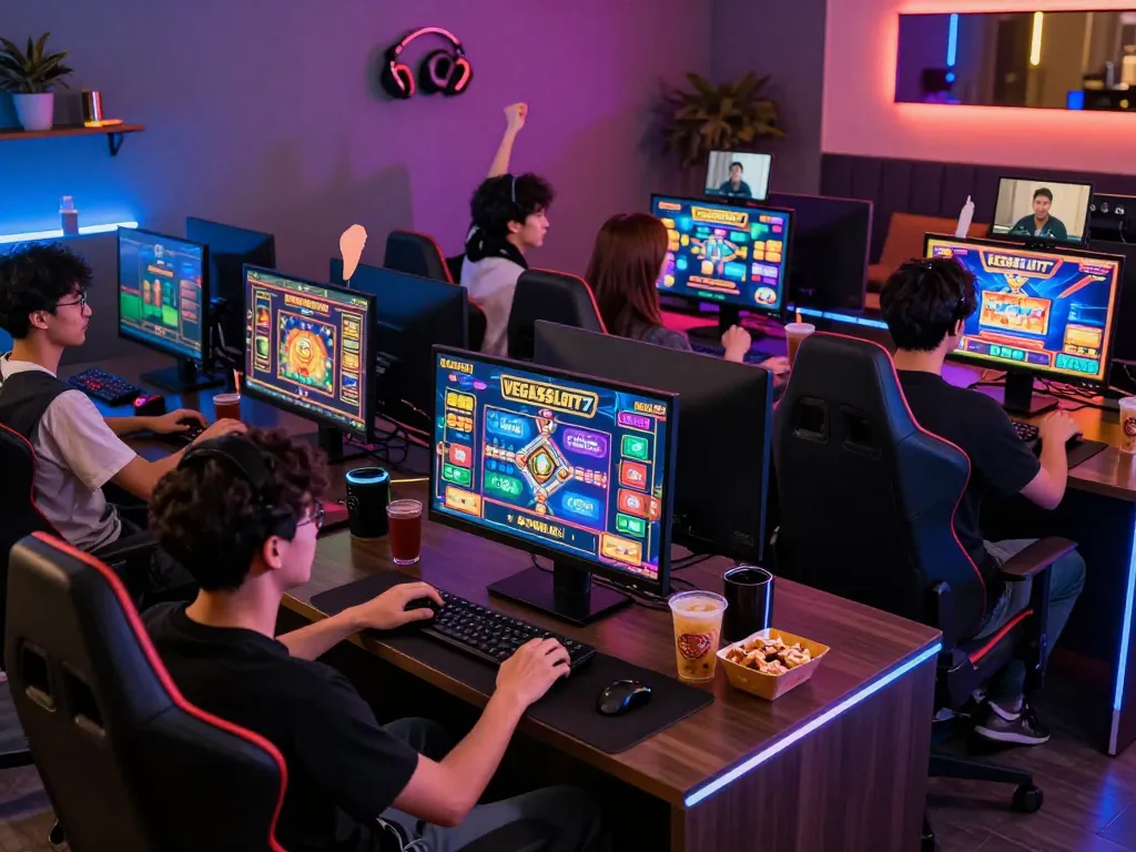 Players enjoying exciting online games on VEGASSLOT77 with vibrant graphics and community interaction.