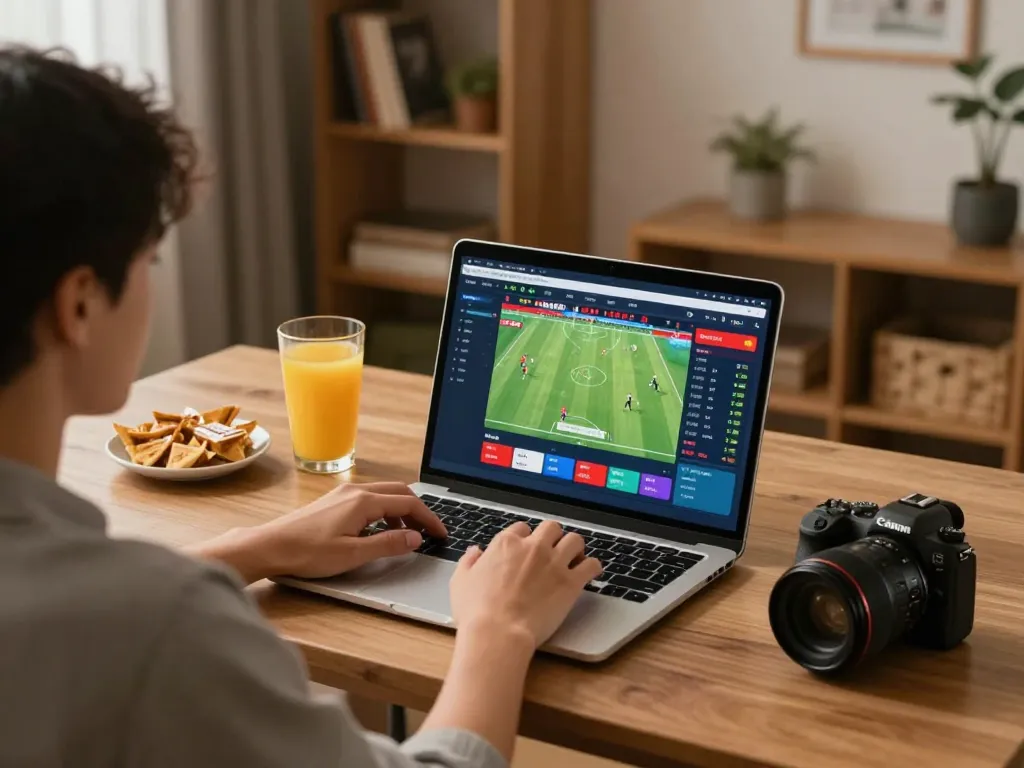 Engaging individual analyzing kèo nhà cái hôm nay while placing sports bets online.
