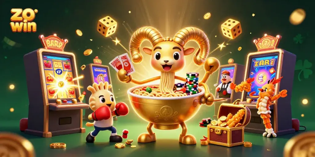 Experience the thrill with zo win in this dynamic casino illustration showcasing vibrant gaming elements.