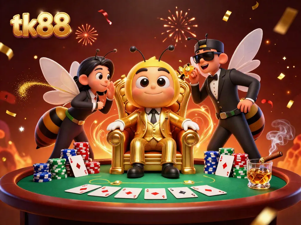 Experience the thrilling world of tk88 with a vibrant casino scene featuring a bumblebee mob boss.