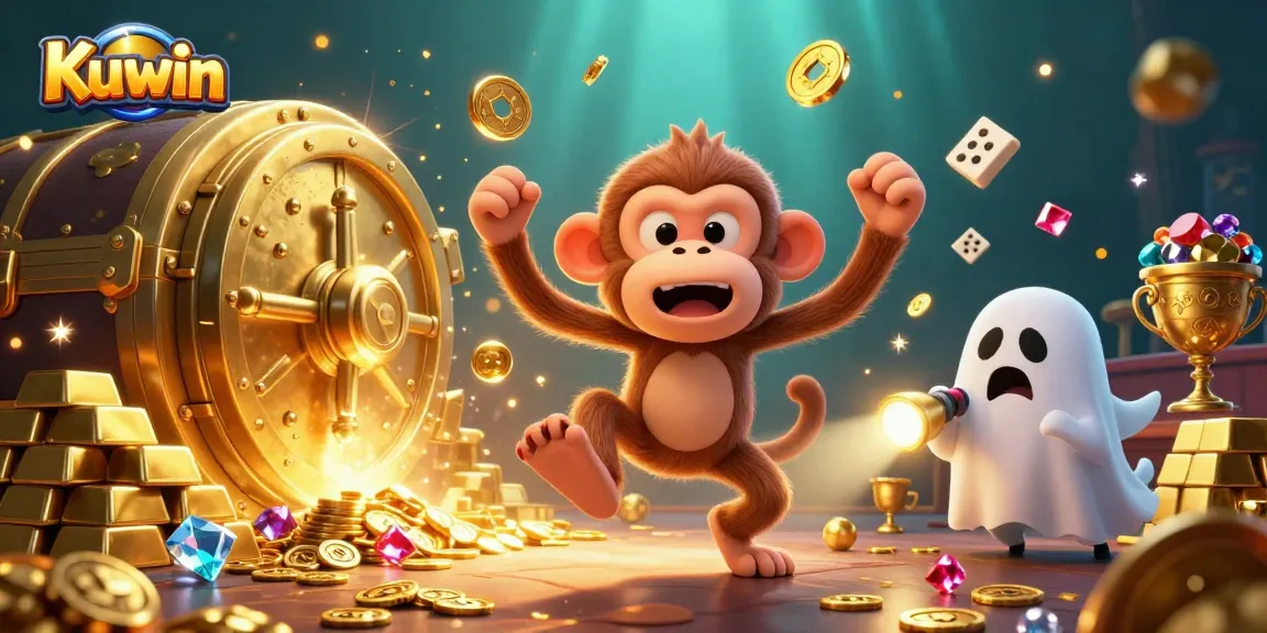 Experience the thrill of Kuwin's online casino with a poltergeist monkey and ghost hunter puppy among treasures.