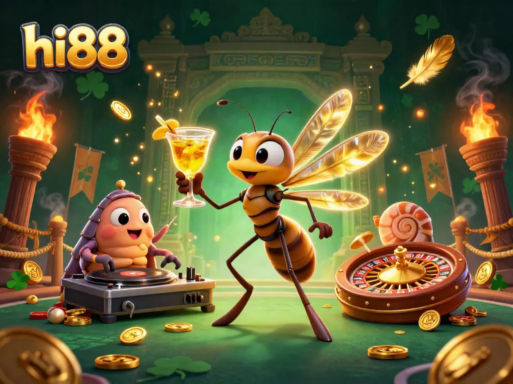 Experience the excitement of hi88 with a vibrant casino-themed illustration featuring dynamic characters and rich details.