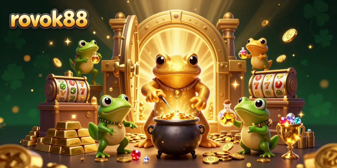 Experience winning with rokok88's dynamic gaming scene featuring vibrant characters and gold treasures.