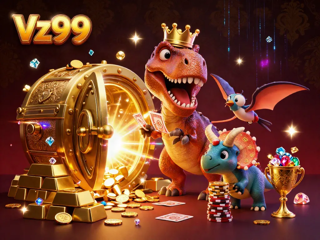 Team up with Vz99’s playful dino characters for thrilling gaming adventures bursting with jewels and cash!
