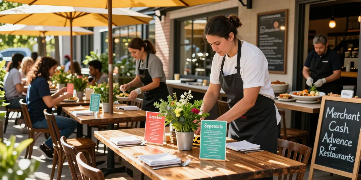 Merchant cash advance for restaurants enhancing dining experience with vibrant outdoor setup.