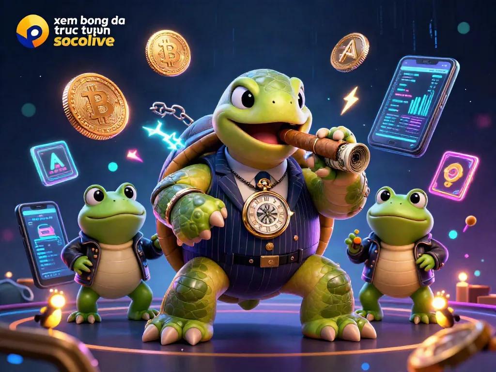 Watch xem bong da truc tuyen socolive in a vibrant 3D illustration featuring crypto and casino elements.