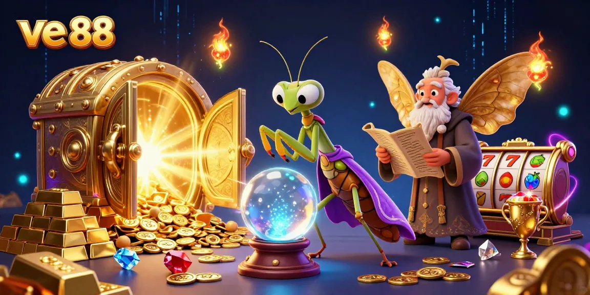 Engage in thrilling gameplay with ve 88's enchanting casino scene filled with mystical elements and slot machines.