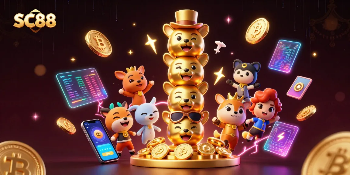 Engage with fast-paced gaming at SC88’s vibrant 3D casino featuring animated totem and crypto elements.
