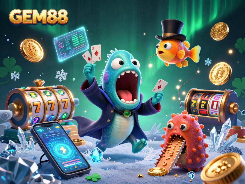 Engaging illustration of GEM88 highlighting magical casino elements with vibrant underwater characters.