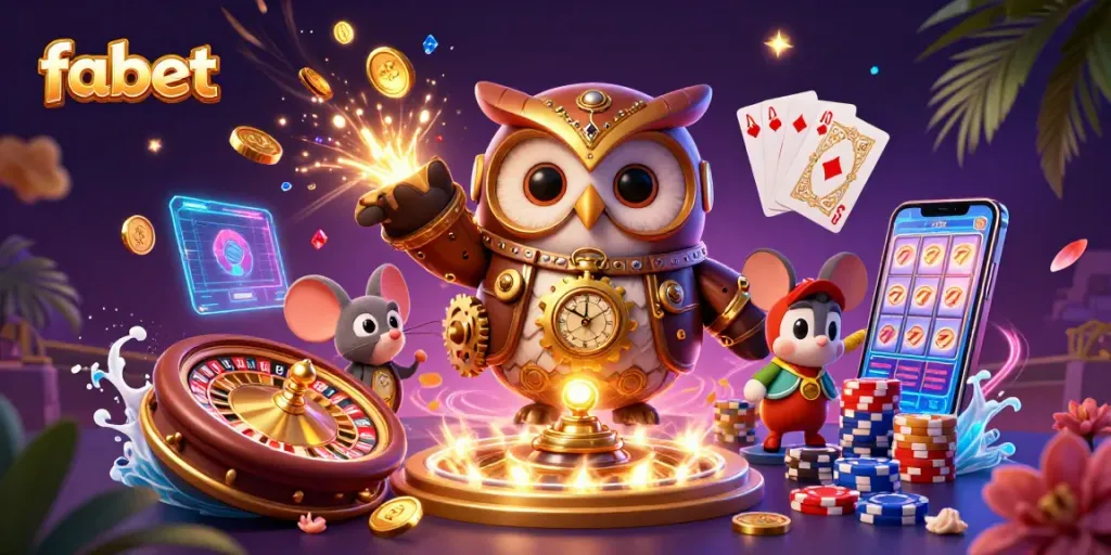 Experience fabet's thrilling casino atmosphere with steampunk charm and vibrant gaming elements.
